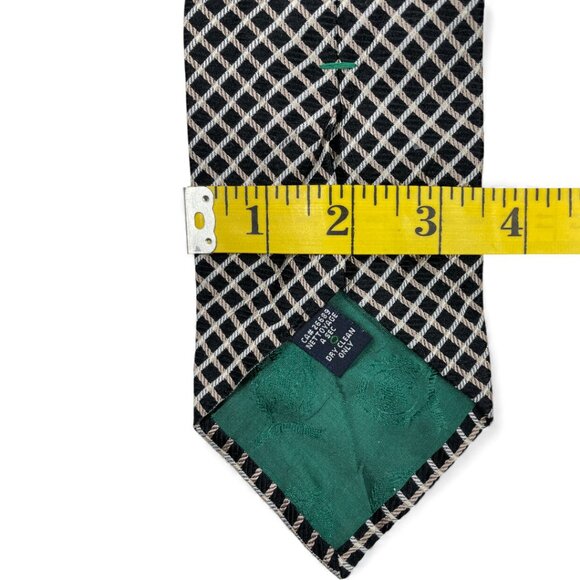 Tommy Hilfiger Silk Tie Geometric Blue Beige Vintage 90's - Picture 5 of 6